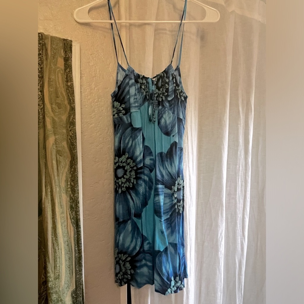 VINTAGE Aqua Blues. Blue Hawaiian mini dress. Size 5 (xs/s) perfect condition